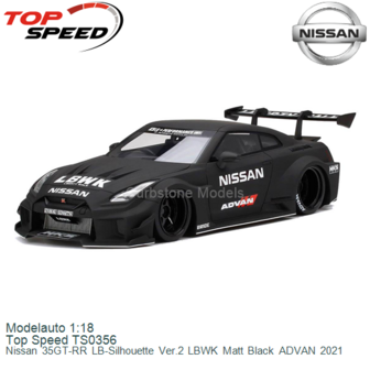 Modelauto 1:18 | Top Speed TS0356 | Nissan 35GT-RR LB-Silhouette Ver.2 LBWK Matt Black ADVAN 2021