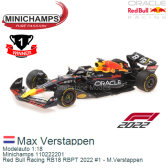 Modelauto 1:18 | Minichamps 110222201 | Red Bull Racing RB18 RBPT 2022 #1 - M.Verstappen