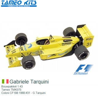 Bouwpakket 1:43 | Tameo TMK075 | Coloni CF188 1988 #31 - G.Tarquini