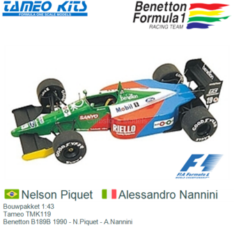 Bouwpakket 1:43 | Tameo TMK119 | Benetton B189B 1990 - N.Piquet - A.Nannini