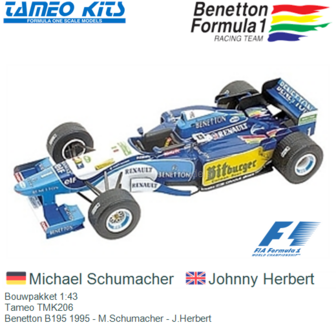 Bouwpakket 1:43 | Tameo TMK206 | Benetton B195 1995 - M.Schumacher - J.Herbert