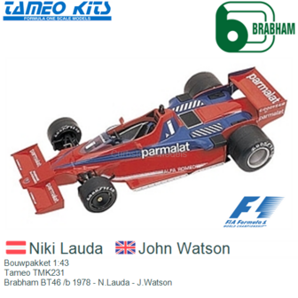 Bouwpakket 1:43 | Tameo TMK231 | Brabham BT46 /b 1978 - N.Lauda - J.Watson