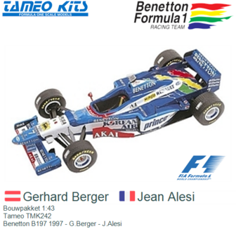 Bouwpakket 1:43 | Tameo TMK242 | Benetton B197 1997 - G.Berger - J.Alesi