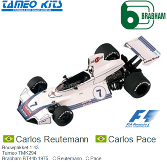 Bouwpakket 1:43 | Tameo TMK294 | Brabham BT44b 1975 - C.Reutemann - C.Pace