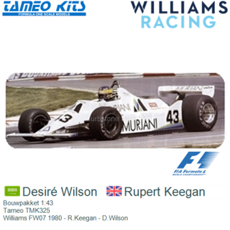 Bouwpakket 1:43 | Tameo TMK325 | Williams FW07 1980 - R.Keegan - D.Wilson