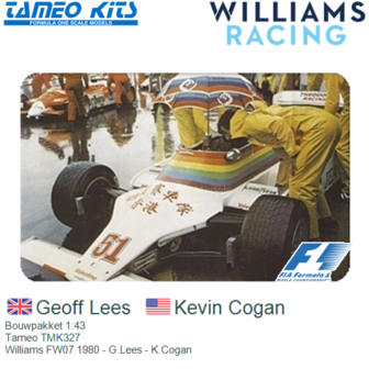 Bouwpakket 1:43 | Tameo TMK327 | Williams FW07 1980 - G.Lees - K.Cogan