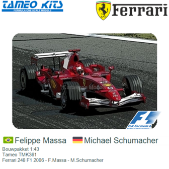 Bouwpakket 1:43 | Tameo TMK361 | Ferrari 248 F1 2006 - F.Massa - M.Schumacher