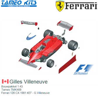 Bouwpakket 1:43 | Tameo TMK409 | Ferrari 126 CX 1981 #27 - G.Villeneuve