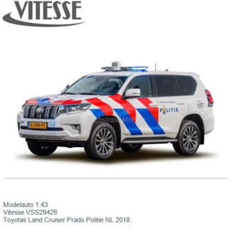 Modelauto 1:43 | Vitesse VSS29426 | Toyotas Land Cruiser Prado Politie NL 2018