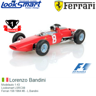 Modelauto 1:43 | Looksmart LSRC08 | Ferrari 156 1964 #8 - L.Bandini