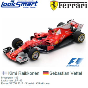 Modelauto 1:43 | Looksmart LSF106 | Ferrari SF70H 2017 - S.Vettel - K.Raikkonen