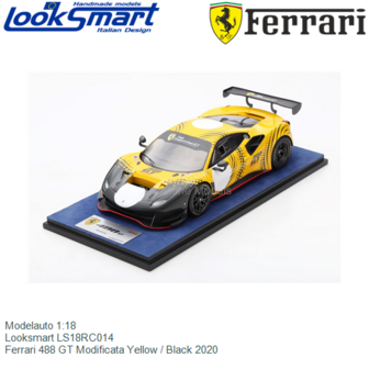 Modelauto 1:18 | Looksmart LS18RC014 | Ferrari 488 GT Modificata Yellow / Black 2020