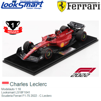 Modelauto 1:18 | Looksmart LS18F1041 | Scuderia Ferrari F1-75 2022 - C.Leclerc