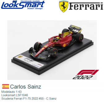 Modelauto 1:43 | Looksmart LSF1046 | Scuderia Ferrari F1-75 2022 #55 - C.Sainz