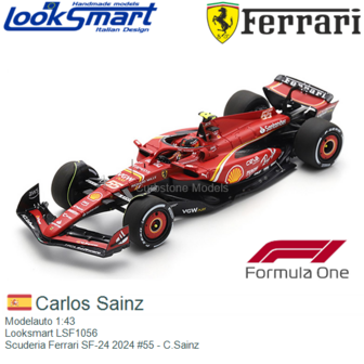 Modelauto 1:43 | Looksmart LSF1056 | Scuderia Ferrari SF-24 2024 #55 - C.Sainz