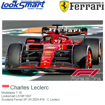 Modelauto 1:18 | Looksmart LS18F1057 | Scuderia Ferrari SF-24 2024 #16 - C.Leclerc