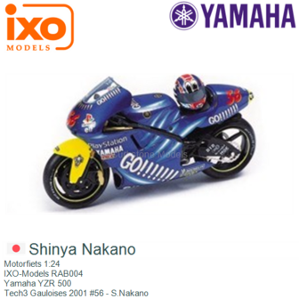 Motorfiets 1:24 | IXO-Models RAB004 | Yamaha YZR 500 | Tech3 Gauloises 2001 #56 - S.Nakano