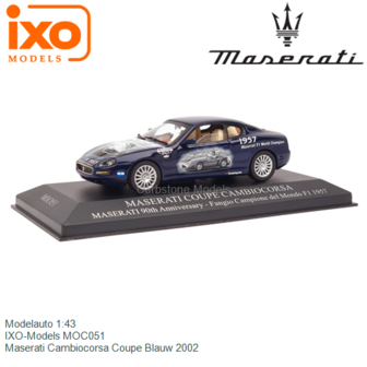 Modelauto 1:43 | IXO-Models MOC051 | Maserati Cambiocorsa Coupe Blauw 2002