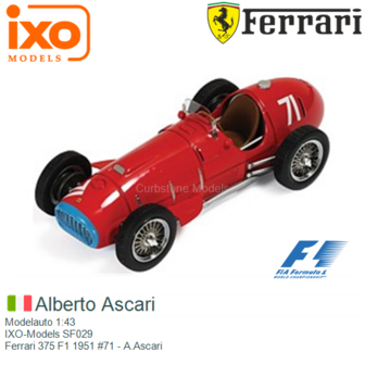 Modelauto 1:43 | IXO-Models SF029 | Ferrari 375 F1 1951 #71 - A.Ascari