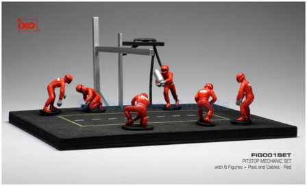 Modelauto 1:43 | IXO-Models FIG001SET | Pit Stop 6 Figures with Decals Rood | Red 2015