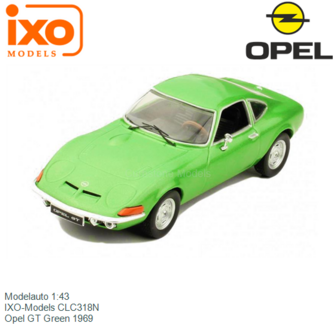 Modelauto 1:43 | IXO-Models CLC318N | Opel GT Green 1969