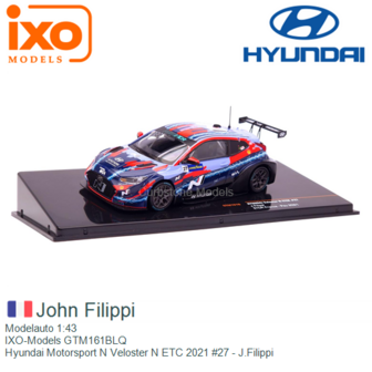 Modelauto 1:43 | IXO-Models GTM161BLQ | Hyundai Motorsport N Veloster N ETC 2021 #27 - J.Filippi