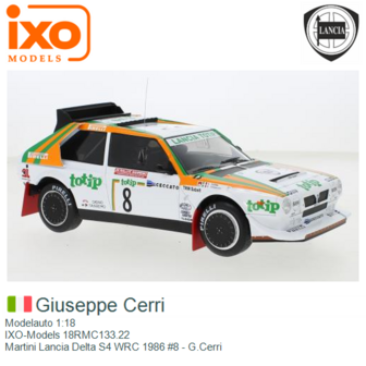 Modelauto 1:18 | IXO-Models 18RMC133.22 | Martini Lancia Delta S4 WRC 1986 #8 - G.Cerri