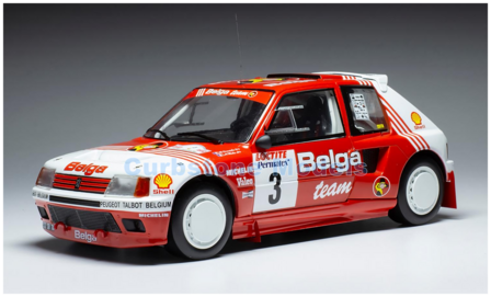 Modelauto 1:18 | IXO-Models 18RMC135.22 | Peugeot 205 T16 BELGA 1985 #3 - B.Darniche - A.Mah&eacute;