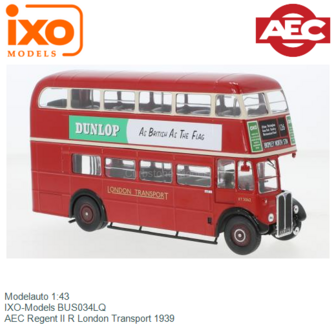 Modelauto 1:43 | IXO-Models BUS034LQ | AEC Regent II R London Transport 1939