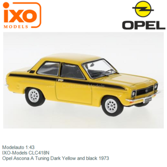 Modelauto 1:43 | IXO-Models CLC418N | Opel Ascona A Tuning Dark Yellow and black 1973