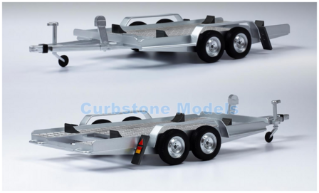 Modelauto 1:18 | IXO-Models TRL005-18 | Trailer Tandemaxle Car Zilver