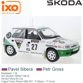 Modelauto 1:18 | IXO-Models 18RMC148.22 | Skoda Felicia Kit Car | Trigard Team &Scaron;koda 1995 #27 - P.Sibera  - P.Gross