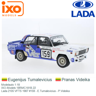 Modelauto 1:18 | IXO-Models 18RMC181B.22 | Lada 2105 VFTS 1987 #159 - E.Tumalevicius - P.Videika