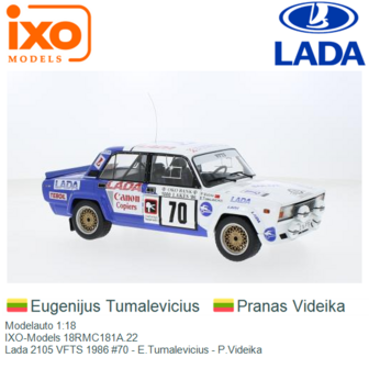 Modelauto 1:18 | IXO-Models 18RMC181A.22 | Lada 2105 VFTS 1986 #70 - E.Tumalevicius - P.Videika