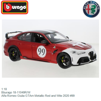 1:18 | Bburago 18-11049R/W | Alfa Romeo Giulia GTAm Metallic Red and Wite 2020 #99