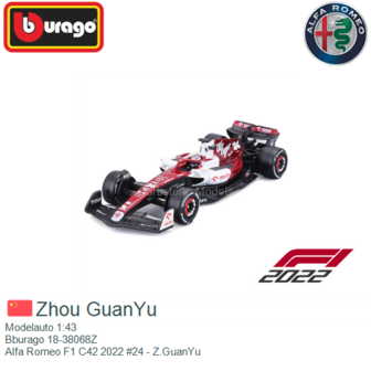 Modelauto 1:43 | Bburago 18-38068Z | Alfa Romeo F1 C42 2022 #24 - Z.GuanYu