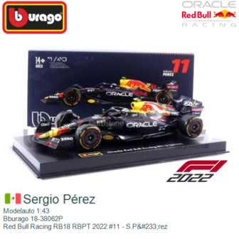 Modelauto 1:43 | Bburago 18-38062P | Red Bull Racing RB18 RBPT 2022 #11 - S.P&amp;#233;rez