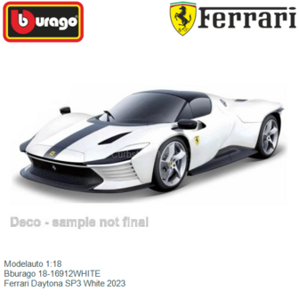 Modelauto 1:18 | Bburago 18-16912WHITE | Ferrari Daytona SP3 White 2023