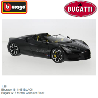 1:18 | Bburago 18-11051BLACK | Bugatti W16 Mistral Cabriolet Black