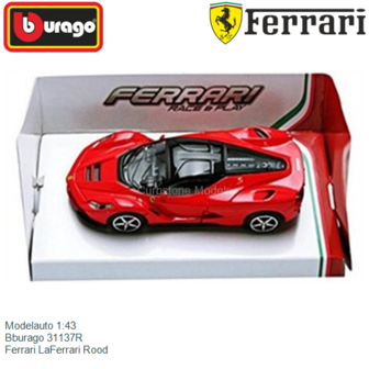 Modelauto 1:43 | Bburago 31137R | Ferrari LaFerrari Rood