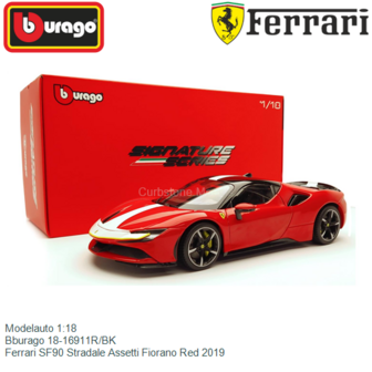 Modelauto 1:18 | Bburago 18-16911R/BK | Ferrari SF90 Stradale Assetti Fiorano Red 2019