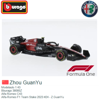 Modelauto 1:43 | Bburago 38085Z | Alfa Romeo C43 | Alfa-Romeo F1 Team Stake 2023 #24 - Z.GuanYu