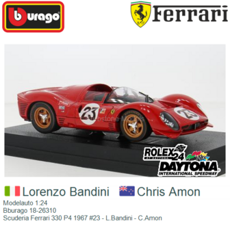 Modelauto 1:24 | Bburago 18-26310 | Scuderia Ferrari 330 P4 1967 #23 - L.Bandini - C.Amon