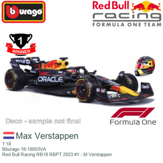 1:18 | Bburago 18-18003VA | Red Bull Racing RB19 RBPT 2023 #1 - M.Verstappen