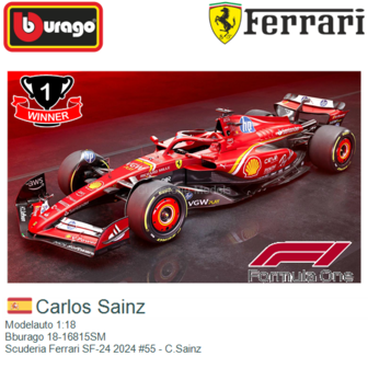 Modelauto 1:18 | Bburago 18-16815SM | Scuderia Ferrari SF-24 2024 #55 - C.Sainz