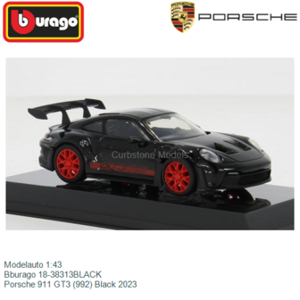 Modelauto 1:43 | Bburago 18-38313BLACK | Porsche 911 GT3 (992) Black 2023