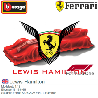 Modelauto 1:18 | Bburago 18-16816H | Scuderia Ferrari SF25 2025 #44 - L.Hamilton