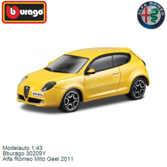 Modelauto 1:43 | Bburago 30209Y | Alfa Romeo Mito Geel 2011