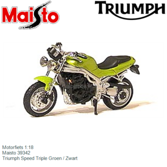 Motorfiets 1:18 | Maisto 39342 | Triumph Speed Triple Groen / Zwart