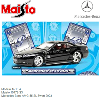 Modelauto 1:64 | Maisto 15473-S3 | Mercedes Benz AMG 55 SL Zwart 2003